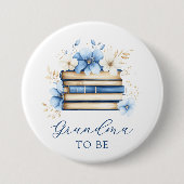Blue Storybook Baby Shower Grandma To Be Button 缶バッジ (正面)