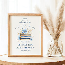 Blue Storybook Baby Shower Welcome Sign Poster ポスター