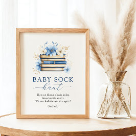 Blue Storybook Baby Sock Hunt Game Sign ポスター