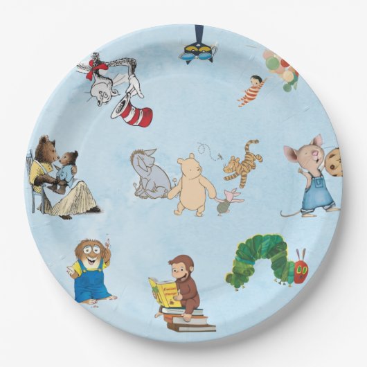 Blue Storybook Themed Paper Plate ペーパープレート (正面)