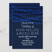 Blue String Lights白熱［赤熱］光を放つ結婚式招待状 招待状 (正面/裏面)