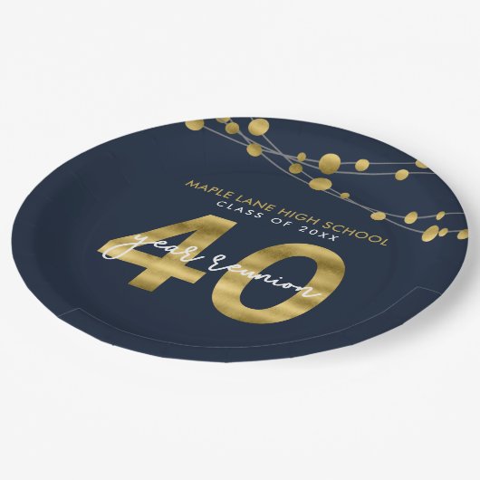 Blue Strings of Lights 40年クラス懇親会 ペーパープレート (アングル)