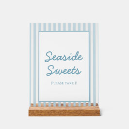 Blue Stripe Beach Club Cabana Beach Dessert Sign アクリルサイン