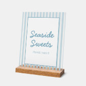 Blue Stripe Beach Club Cabana Beach Dessert Sign アクリルサイン (傾斜)