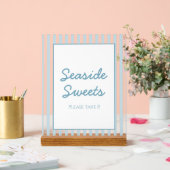 Blue Stripe Beach Club Cabana Beach Dessert Sign アクリルサイン (ウェディング)