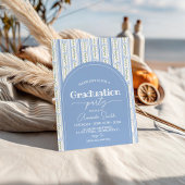 Blue Stripe Floral Arch Graduation Invite 招待状