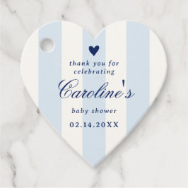 Blue Stripe Heart Valentine Baby Shower フェイバータグ