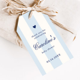 Blue Stripe Heart Valentine Baby Shower Favor ギフトタグ