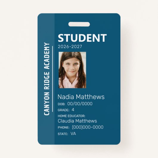 Blue Stripe Homeschool Student ID Badge バッジ (正面)