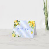 Blue Stripe Lemons Baby Shower Thank You Card サンキューカード (正面)