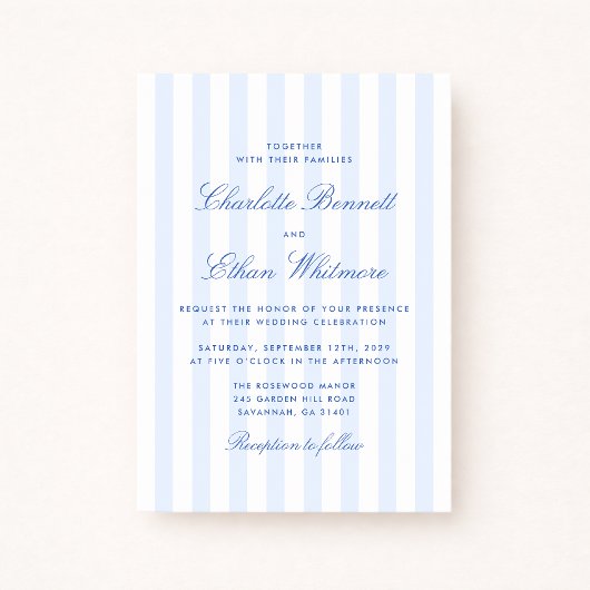 Blue Stripe Wedding Invitation 招待状