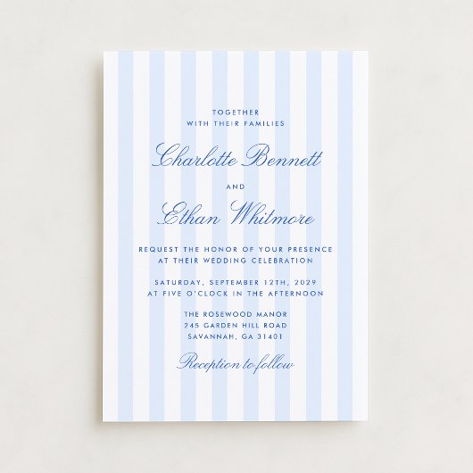 Blue Stripe Wedding Invitation 招待状