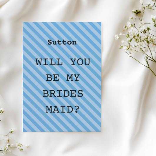 Blue Stripe “Will You Be My Bridesmaid?” Proposal 招待状
