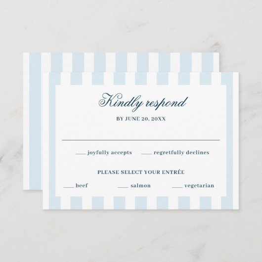 Blue Striped 出欠カード (正面/裏面)