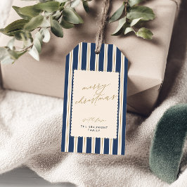 Blue Striped and Scalloped Christmas Gift Tags ギフトタグ