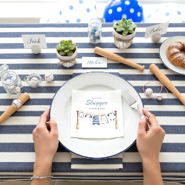 Blue Striped Baby Clothes Clothesline  スタンダードカクテルナプキン