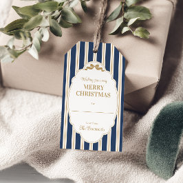 Blue Striped Christmas Gift Tags ギフトタグ
