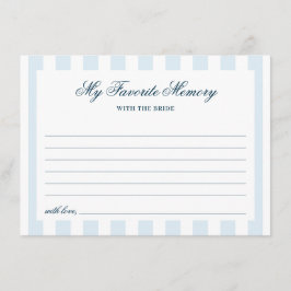 Blue Striped Favorite Memory Bridal Shower エンクロージャーカード