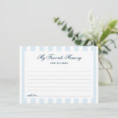 Blue Striped Favorite Memory Bridal Shower エンクロージャーカード (スタンド正面)