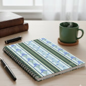 Blue Striped Floral Archive Personalized ノートブック