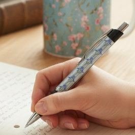 Blue Striped Floral Archive Personalized ボールペン
