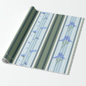 Blue Striped Floral Archive Personalized Wrapping  ラッピングペーパー (アンロールド)
