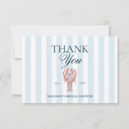Blue Striped Lobster Theme Bridal Shower サンキューカード