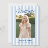 Blue Striped Preppy Graduation 招待状 (正面)