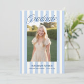 Blue Striped Preppy Graduation 招待状 (スタンド正面)