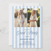 Blue Striped Preppy Graduation 招待状 (裏面)