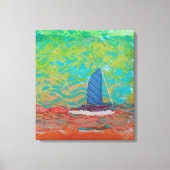 Blue Striped Sail Stretched Canvas Print キャンバスプリント (正面)