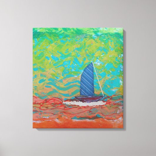 Blue Striped Sail Stretched Canvas Print キャンバスプリント (正面)