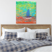 Blue Striped Sail Stretched Canvas Print キャンバスプリント (インサイチュ (寝室))