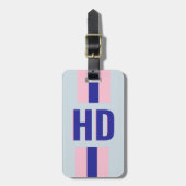 Blue striped Shadow Monogram retro vintage phone ラゲッジタグ (正面縦)