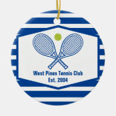 Blue Striped Tennis Custom Country Club セラミックオーナメント (正面)