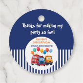 Blue Striped Truck Birthday Theme フェイバータグ (裏面)