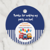 Blue Striped Truck Birthday Theme フェイバータグ (正面)