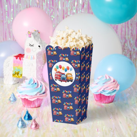 Blue Striped Truck Birthday Theme フェイバーボックス (パーティー)