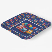 Blue Striped Truck Birthday Theme ペーパープレート (傾斜あり)