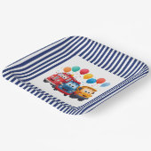 Blue Striped Truck Birthday Theme ペーパープレート (傾斜あり)