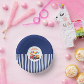 Blue Striped Truck Birthday Theme ペーパーボウル (パーティー)