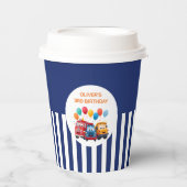 Blue Striped Truck Birthday Theme 紙コップ (正面)