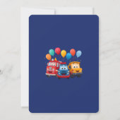 Blue Striped Truck Birthday Theme Invitation 招待状 (裏面)