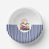 Blue Striped Truck Birthday Theme Paper Bowl ペーパーボウル (正面)