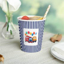 Blue Striped Truck Birthday Theme Paper cup