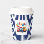 Blue Striped Truck Birthday Theme Paper cup 紙コップ (正面)