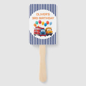 Blue Striped Truck Birthday Theme Set of Fans ハンドファン (裏面)