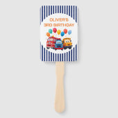 Blue Striped Truck Birthday Theme Set of Fans ハンドファン (正面)