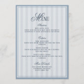 Blue Striped Wedding Menu  Card 招待状 (正面)