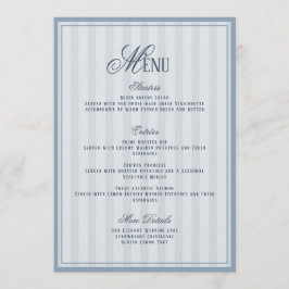 Blue Striped Wedding Menu Card 招待状